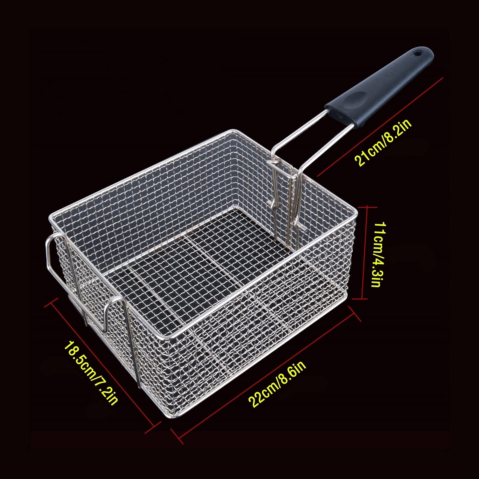 Deep Frying Basket Densified Mesh Filter Skimmer Spoon Stainless Steel Solid Skimmer Basket With Long Handle Suitable for Daily Frying Steaming and French Fries Frying Net