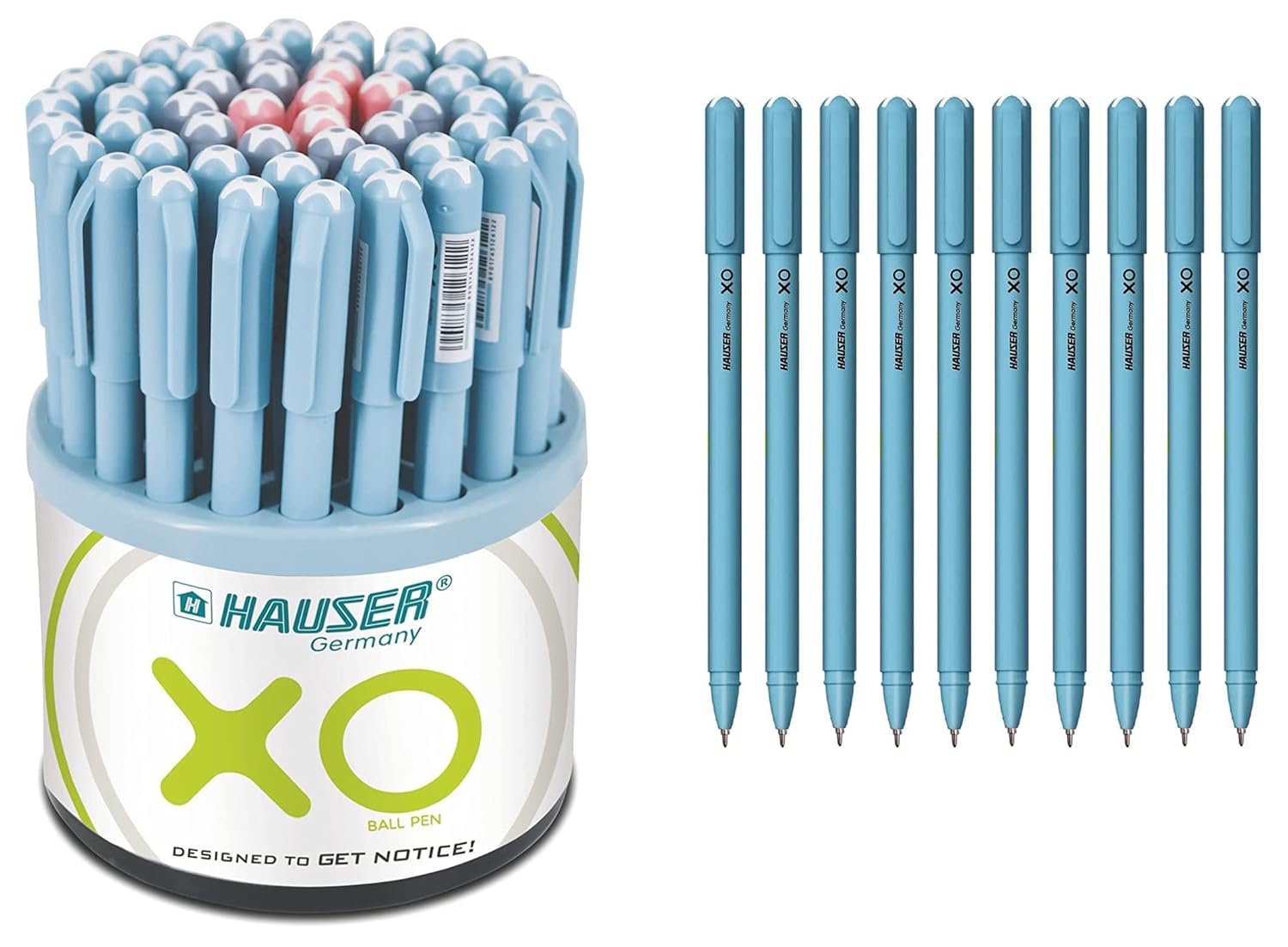 Hauser Sonic Gel Pen Tip Size 0.55 mm Blue Ink, Set of 10 XO Ball