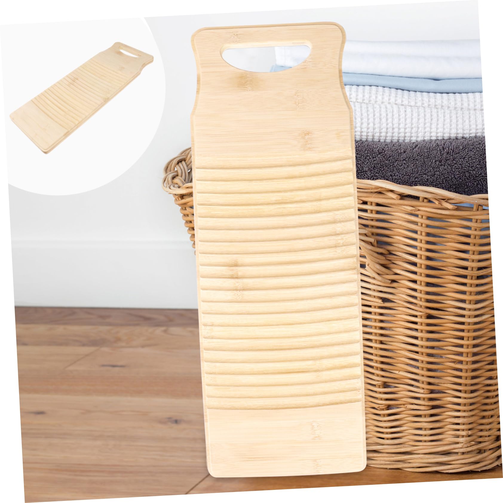 PartyKindom ASSE per Lavare in bambù 50x18x1,8cm Antiscivolo Superficie Liscia e Texture Ondulata per Uso Domestico e Negozio