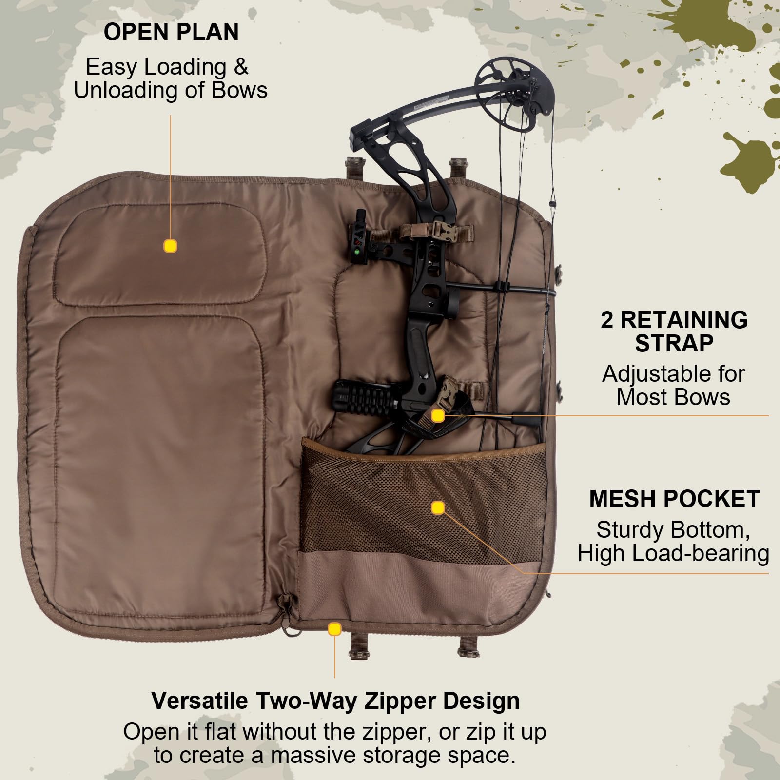 Sac à dos de chasse homme avec porte-arc, sac de chasse en selle et sac de sport