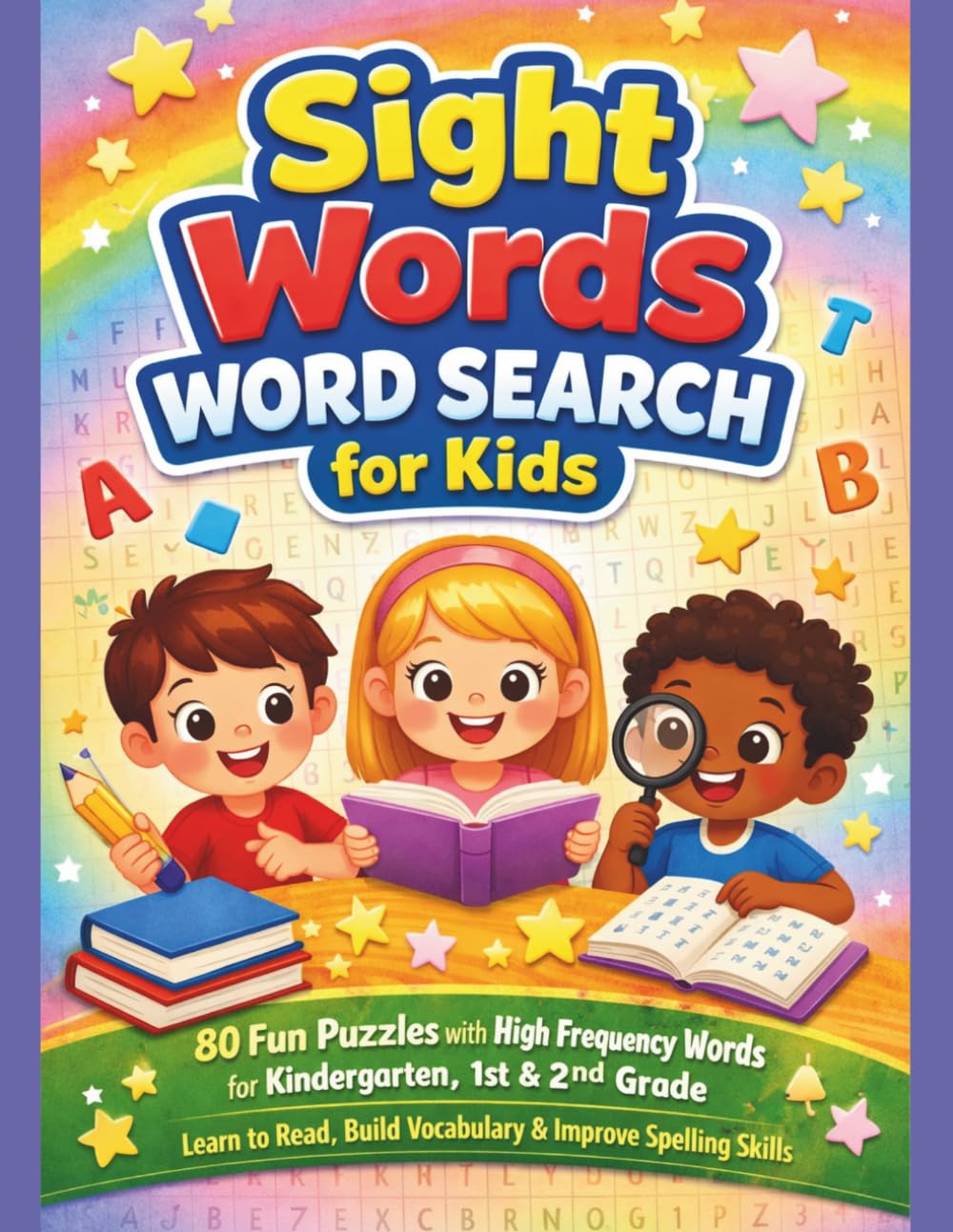 Sight Words Word Search for Kids: 80 Fun Puzzles with High Frequency Words for Kindergarten, 1st & 2nd Grade | Learn to Read, Build Vocabulary & Improve Spelling Skills