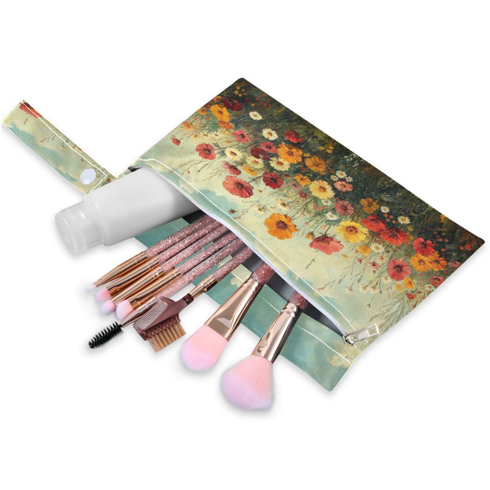 ATTX Wild Flowers Oil Painting Wet Dry Bags 2-Pack - Reusable Cloth Diaper Storage for Travel, Beach & Gym | Multi-Use Waterproof Bags for Swimsuits, Baby Clothes, Sports Gear#279