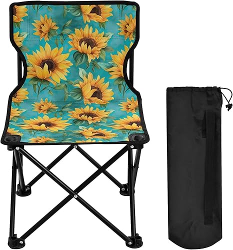Sillas de camping plegables al aire libre de flor de girasol para adultos silla de camping portátil silla de césped ligera 202a3793