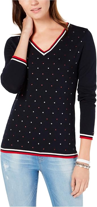 Amazon.com: TOMMY HILFIGER - Suéter con cuello en V para mujer, cuello en  V, M : Ropa, Zapatos y Joyería