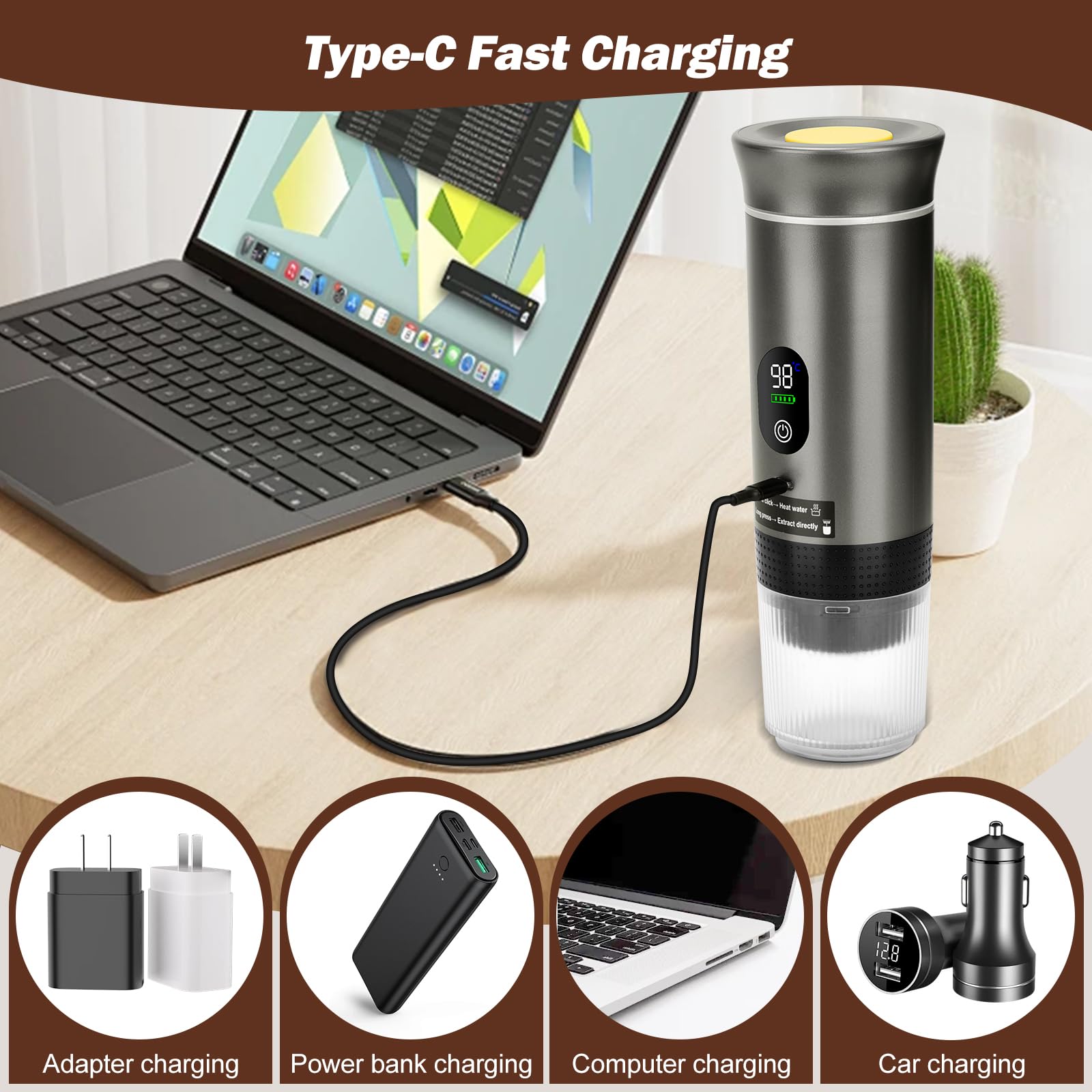Cafetera Portatil Capsulas Mini Cafetera, Cafetera De Tres En Uno Con USB, Compatible Con Cápsulas De Café Y Polvo De Café, Adecuado Para Acampar, Trabajar Y Caminar