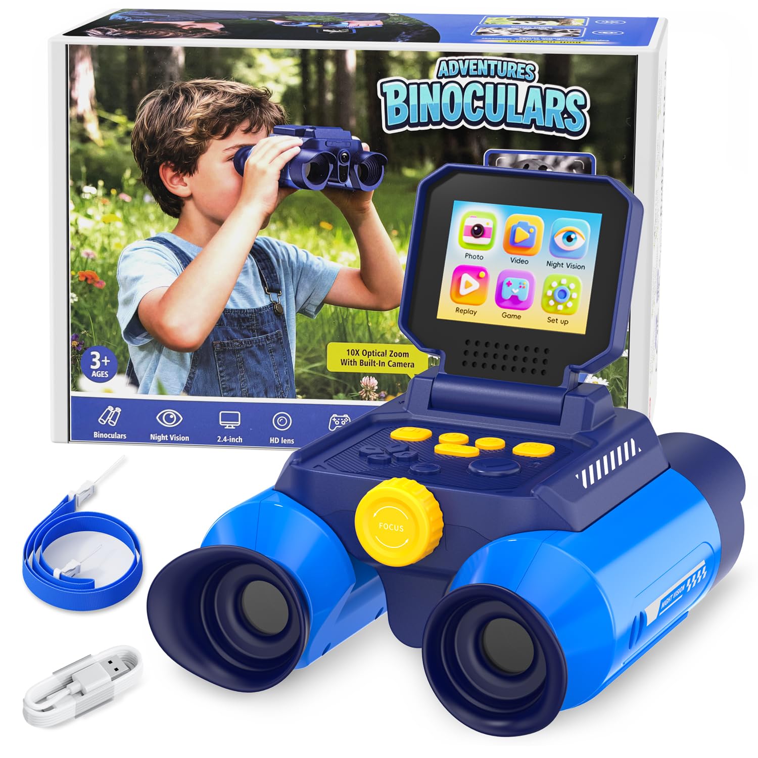 OAEBLLE Nature Exploration Toys, 2.4" IPS Screen Digital Wildlife Camera with Night Vision & 10X Zoom, Kids Outdoor Play Equipment for Children Ages 4-8 8-12, Bird Watching Camping Gifts for Boy Girls