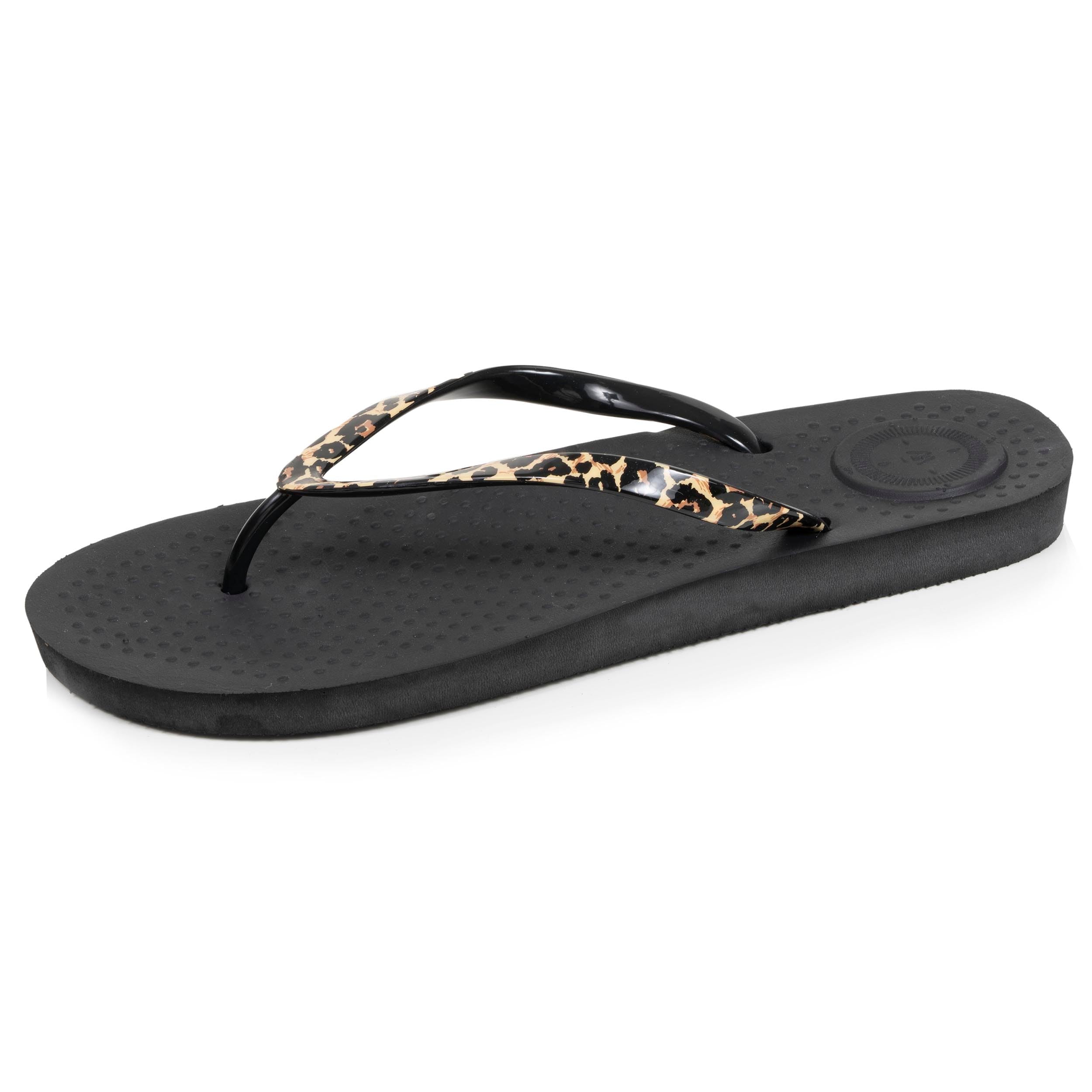 Isotoner Tongs femme - Tongs leopard et noir - Everywear