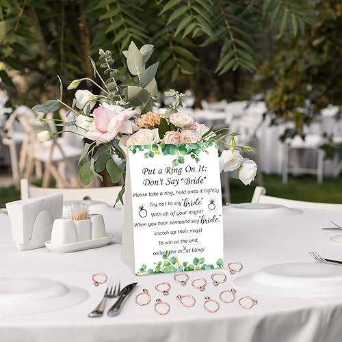 Miniatura 46 de Woanger Juego de despedida de soltera con 50 anillos falsos, juego de despedida de soltera con temática de vegetación rústica, juegos de boda