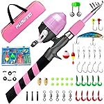 PLUSINNO Kids Fishing Pole, Portable Telescopic Fishing Rod and Reel Combo Kit - with Spincast Fishing Reel Tackle Box for Boys, Girls, Youth