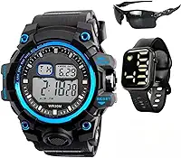 Kit Presente Homem: Relogio Esportivo Militar A Prova D'água 30m Cronometro + Digital Casual Social Oculos de Sol Tatico + Caixa Exclusiva