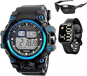 Kit Presente Homem: Relogio Esportivo Militar A Prova D'água 30m Cronometro + Digital Casual Social Oculos de Sol Tatico + Caixa Exclusiva