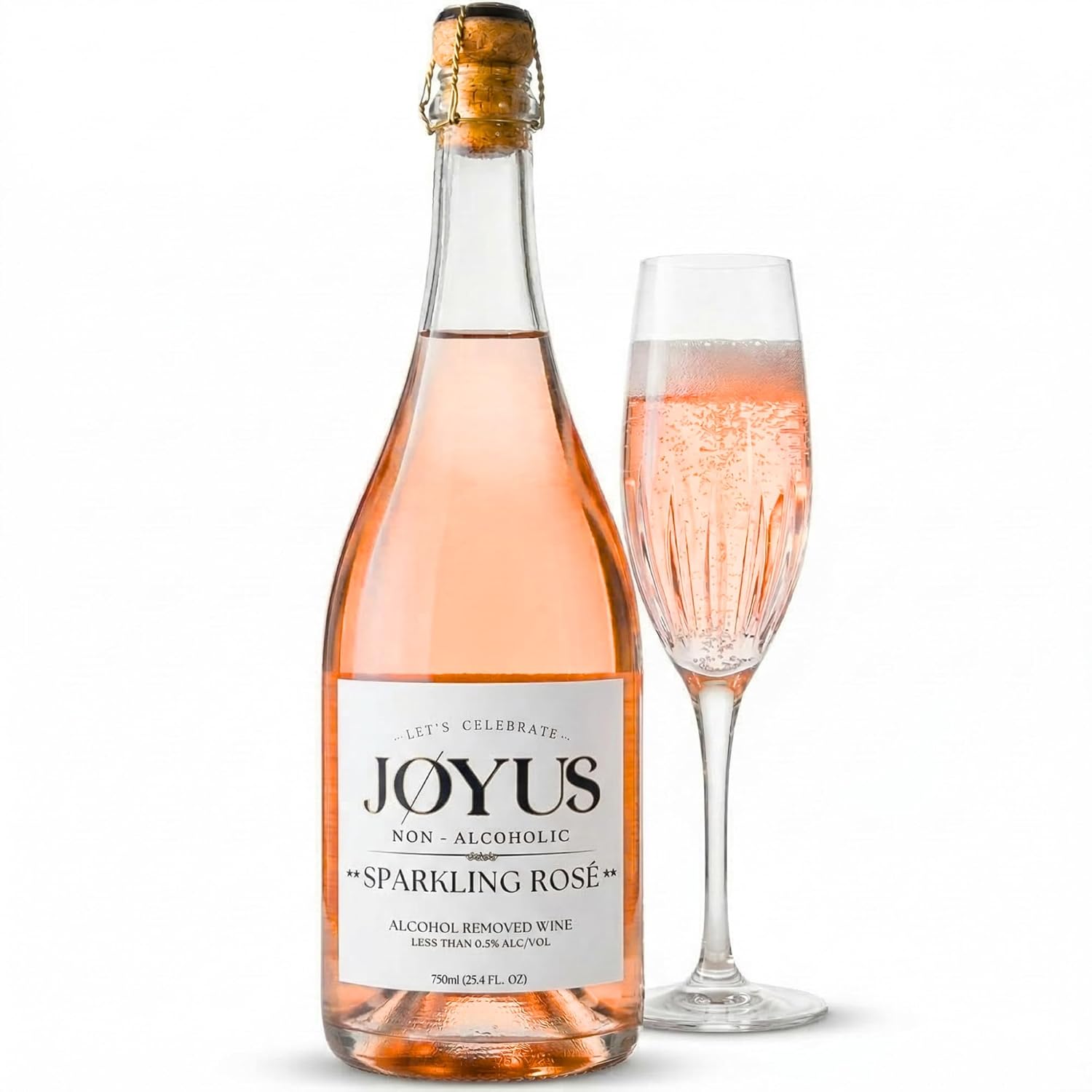 Joyus Non-Alcoholic Sparkling Rose´ Wine, Award Winning Best In Class Dealcoholized Wine, Complex & Dry, Low Sugar & Low Calorie, 750 ml (1 Bottle)