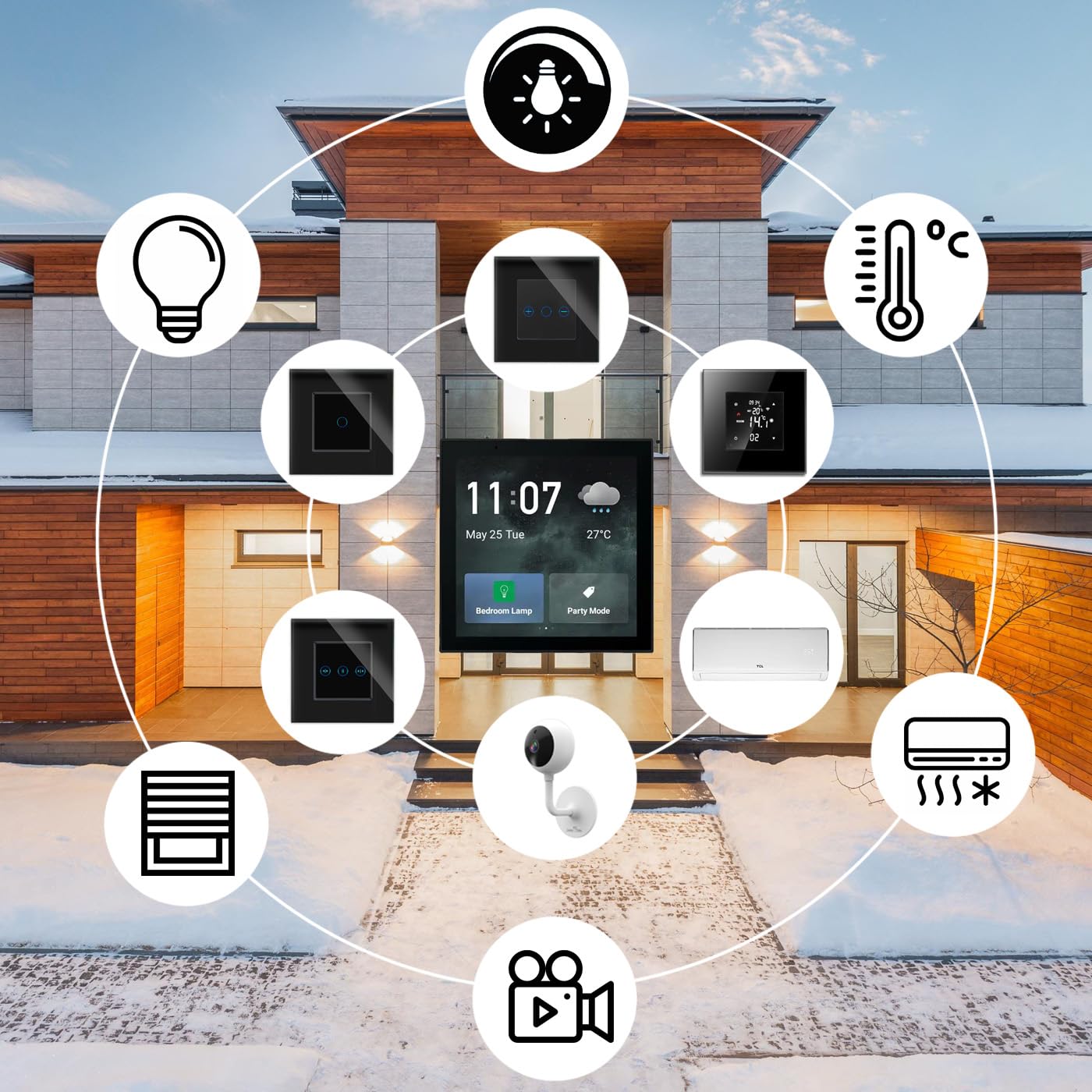 TUYA Smart Touch Monitor LCD Panel de control de escena inteligente pantalla con conectividad inalámbrica para interruptor de luz inteligente para el hogar inteligente, enchufes, WIFI ZIgbee, pantalla