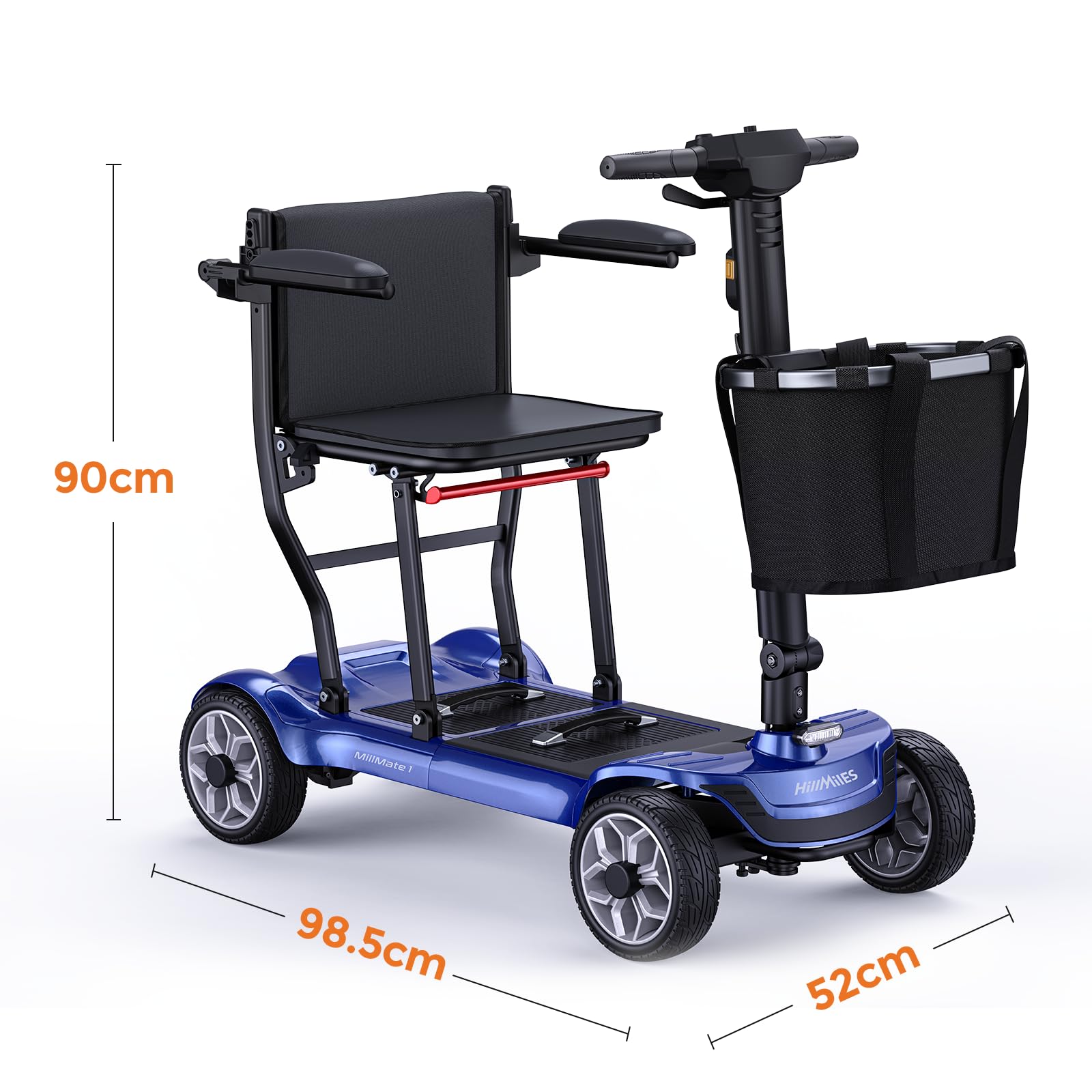HillMiles MillMate1 Scooter Eléctrico Plegable para Mayores, Batería 384Wh