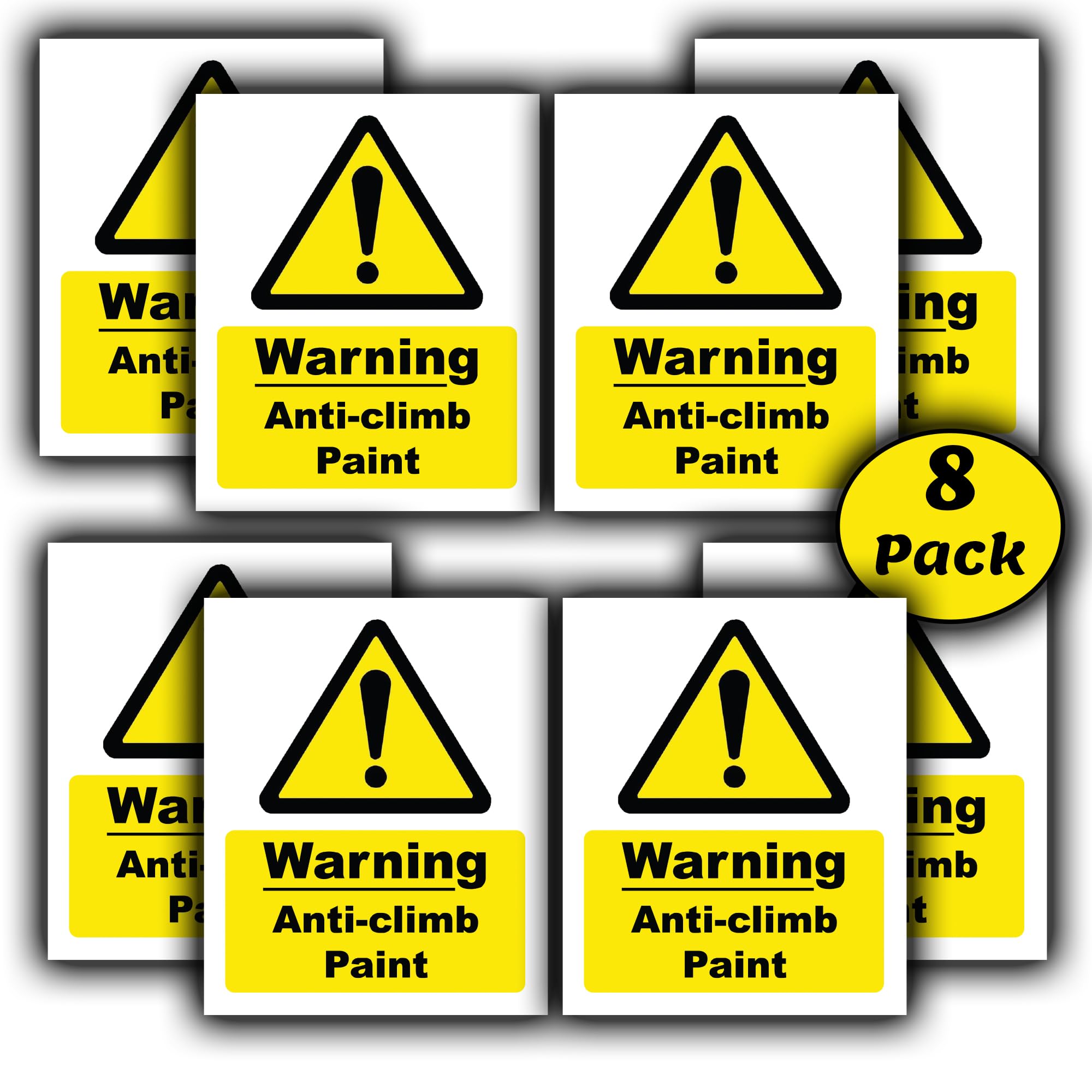 8-Pack Anti Climb Paint Warning Vinyl Sticker Signs - Waterproof - 110mm x 90mm