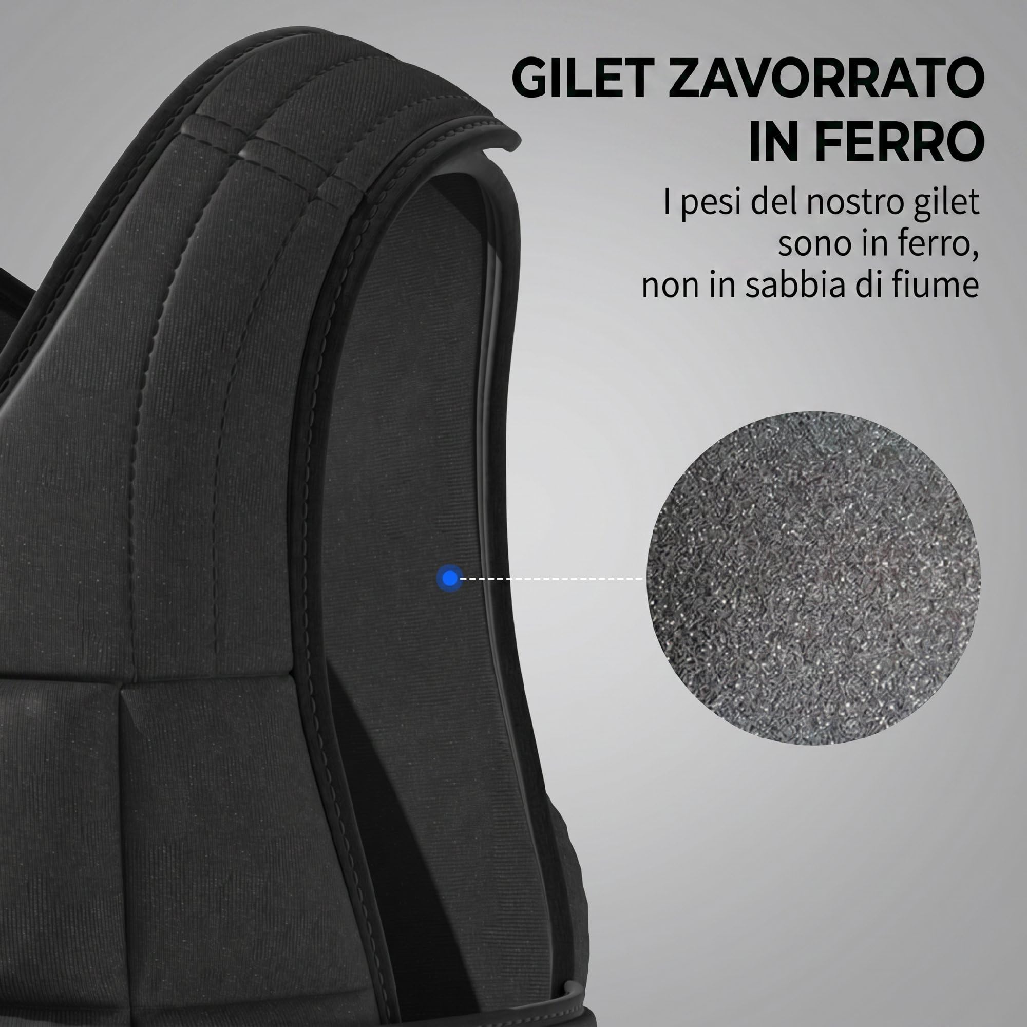 HOMCOM Giubbotto Zavorrato da 10 kg Unisex con Chiusure a Strappo 60x50 cm