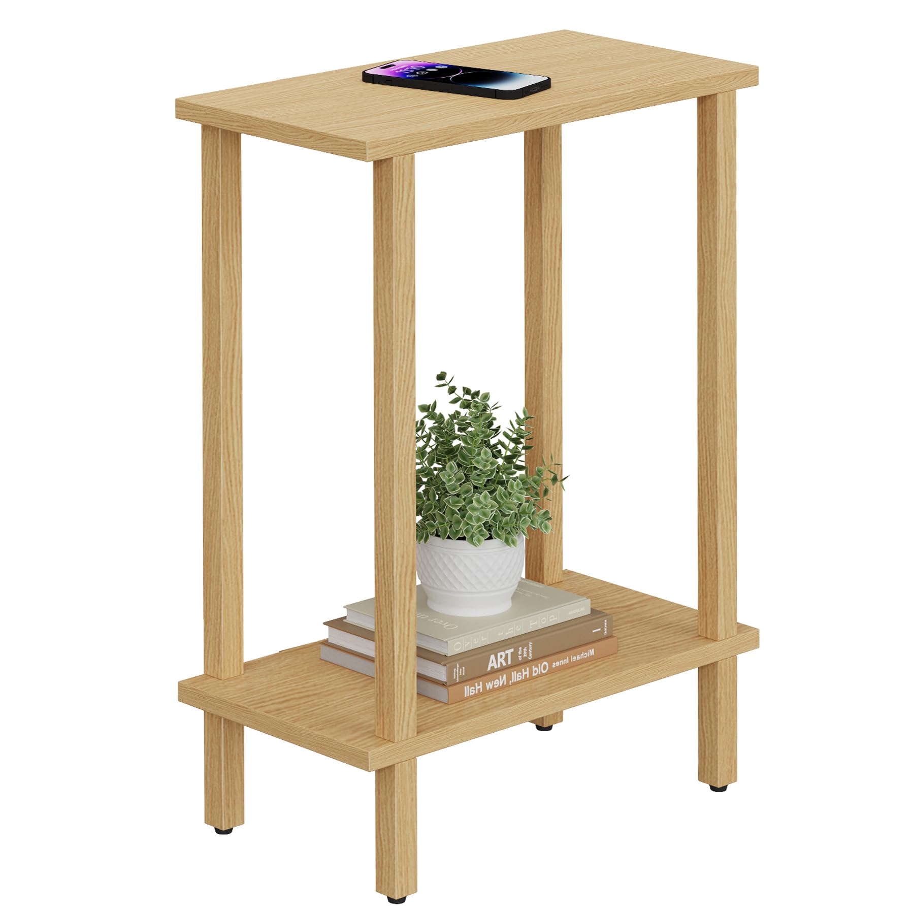 TUTOTAK Small Side Table, Narrow End Table, Skinny Sofa Table, Slim Nightstand, Living Room, Bed Room, Natural TB01BN062EU โ image 1