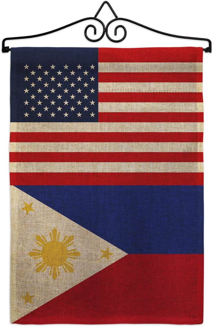 Philippines US Friendship Burlap Burlap Garden Flag Regional USA American Alliance World Country Particular Area Small Decorative Gift Yard House Banner Double-Sided Made In 13 X 18.5