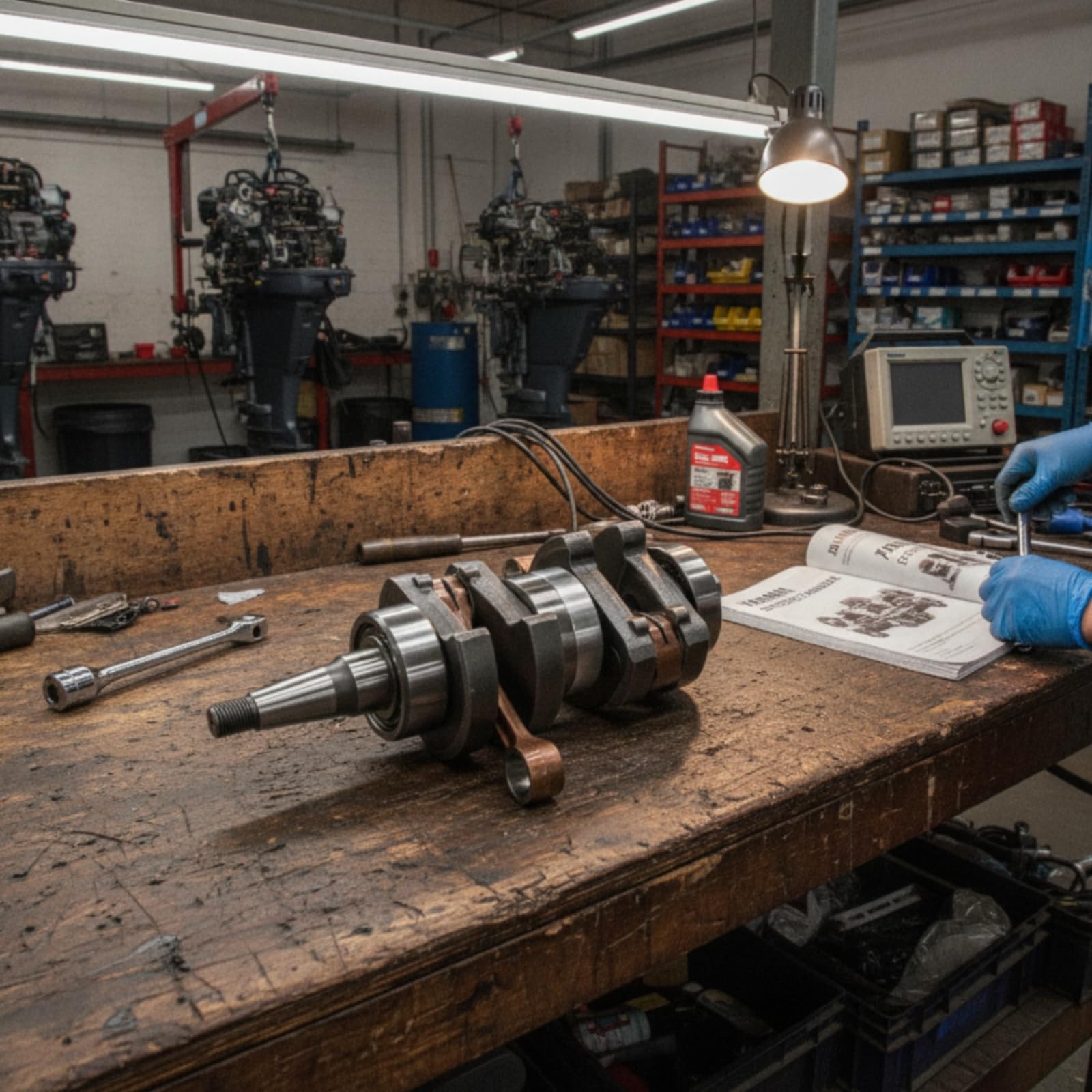 Gruppo Albero Riparazione Motore Bielle Bilanciato Albero Motore Fuoribordo Alta Precisione per Officina Nautica