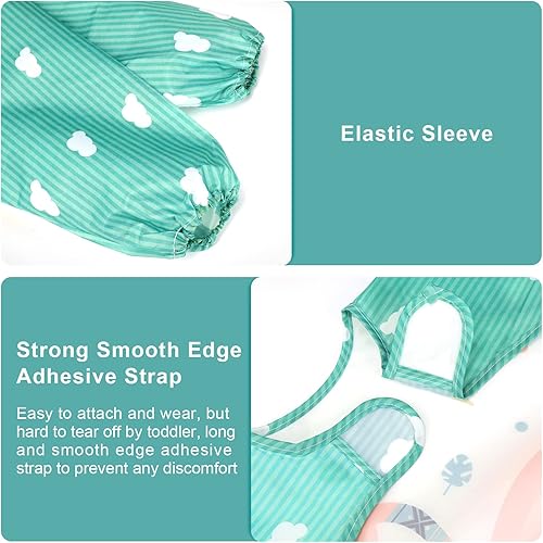 Miniatura 3 de Accmor Long Sleeve Baby Bibs, Waterproof Sleeved Bibs Smock for Toddler Baby Girls Boys Eating Feeding 4 piezas de pájaro gris/zorro rojo/flamenco