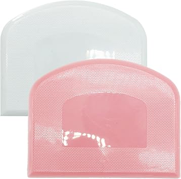 Set of 2 Dough Scrapers Bowl Scraper Plastic Pastry Bread Dough Cutter Flexible Cutter Chopper Home Kitchen Tools Bakeware for BakingPink+White