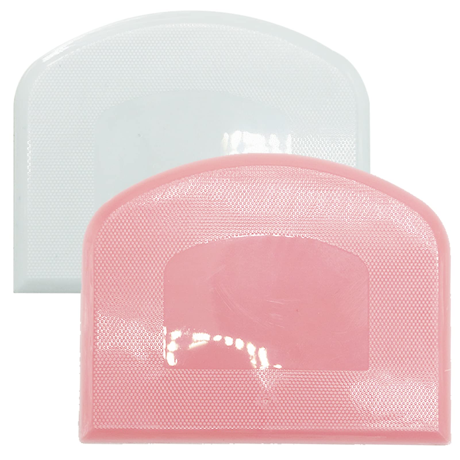 Set of 2 Dough Scrapers Bowl Scraper Plastic Pastry Bread Dough Cutter Flexible Cutter Chopper Home Kitchen Tools Bakeware for Baking(Pink+White)