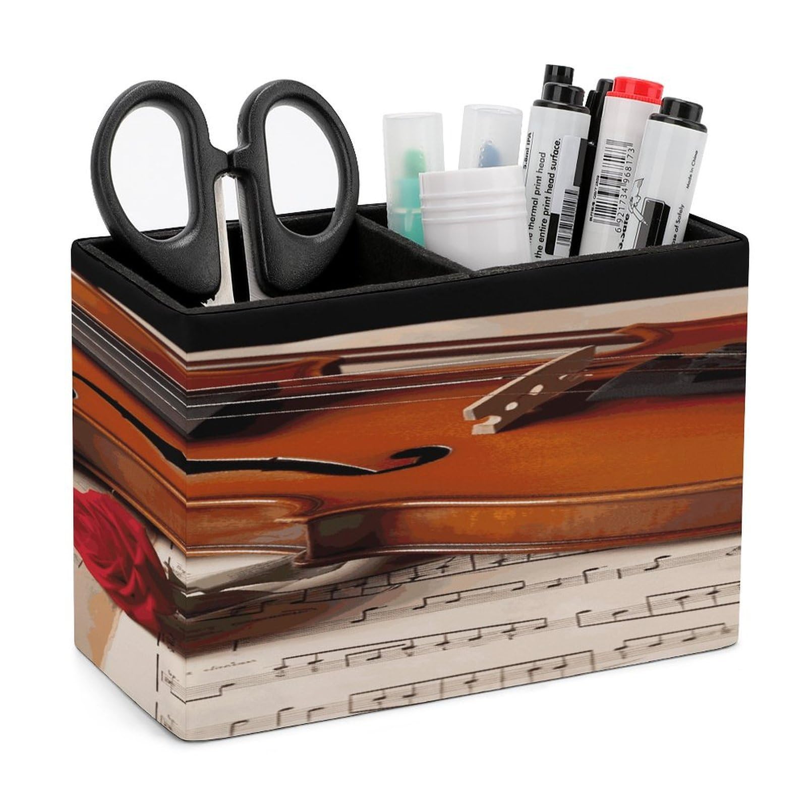 LDGSUPH - Violin leather pencil holder for desk organizer desk organizer pencil holder large cup holder multifunction makeup brush holder
