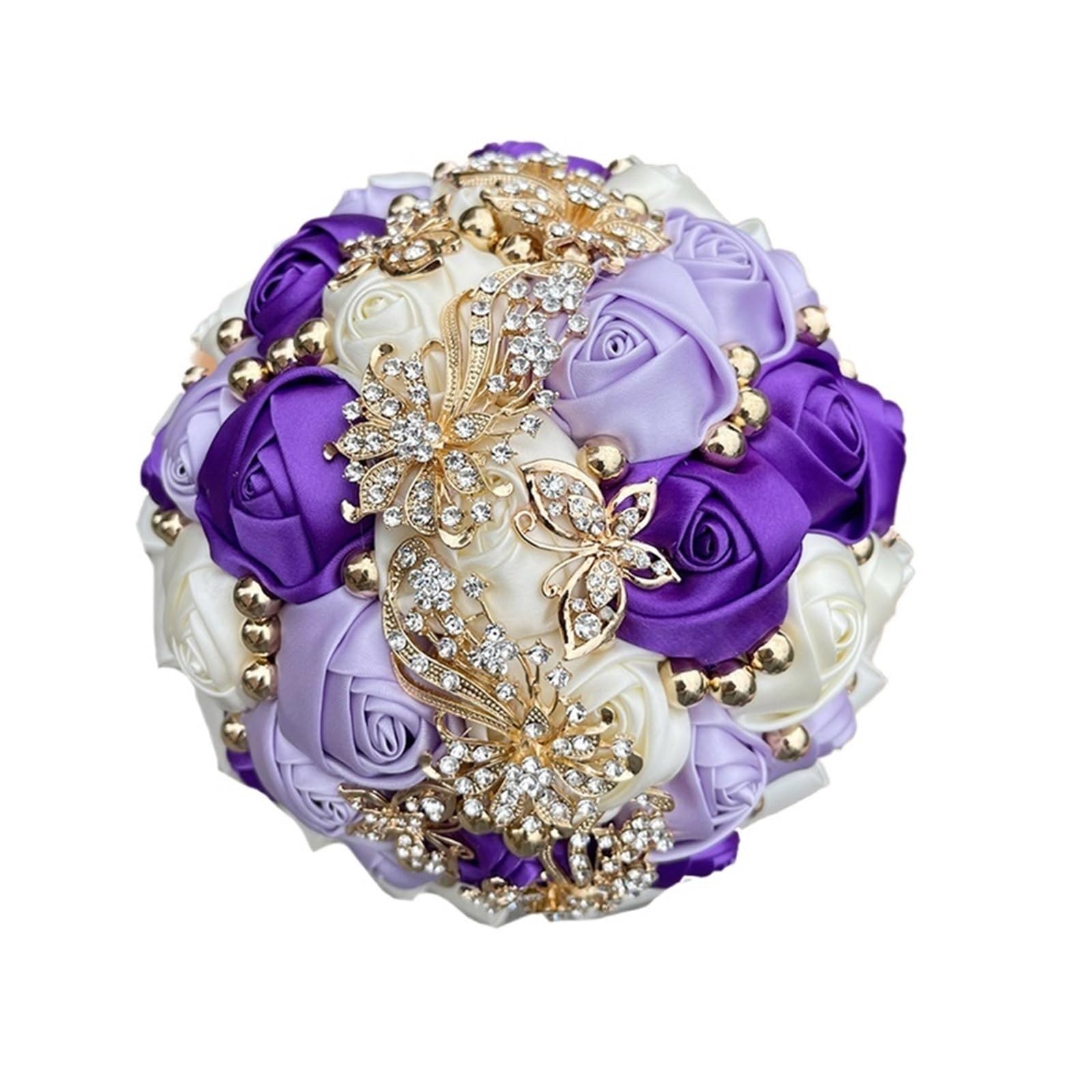 NDLHXKFRP Wedding bouquets for brides and bridesmaids, Artificial Wedding Bouquet Bridesmaid Multicolor Multiple Sizes(Silver,15CM)