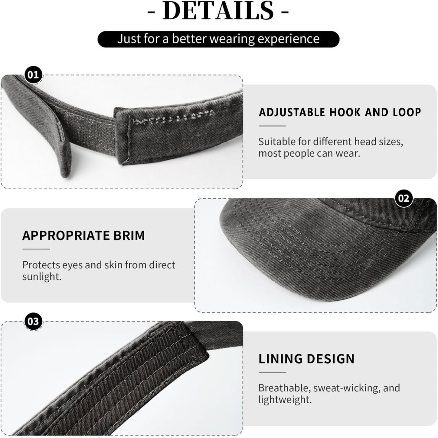 Dog Paw Sun Visor Hat - Adjustable Empty Top Baseball Sun Cap for Dad Mom Men Women Black - Image 4