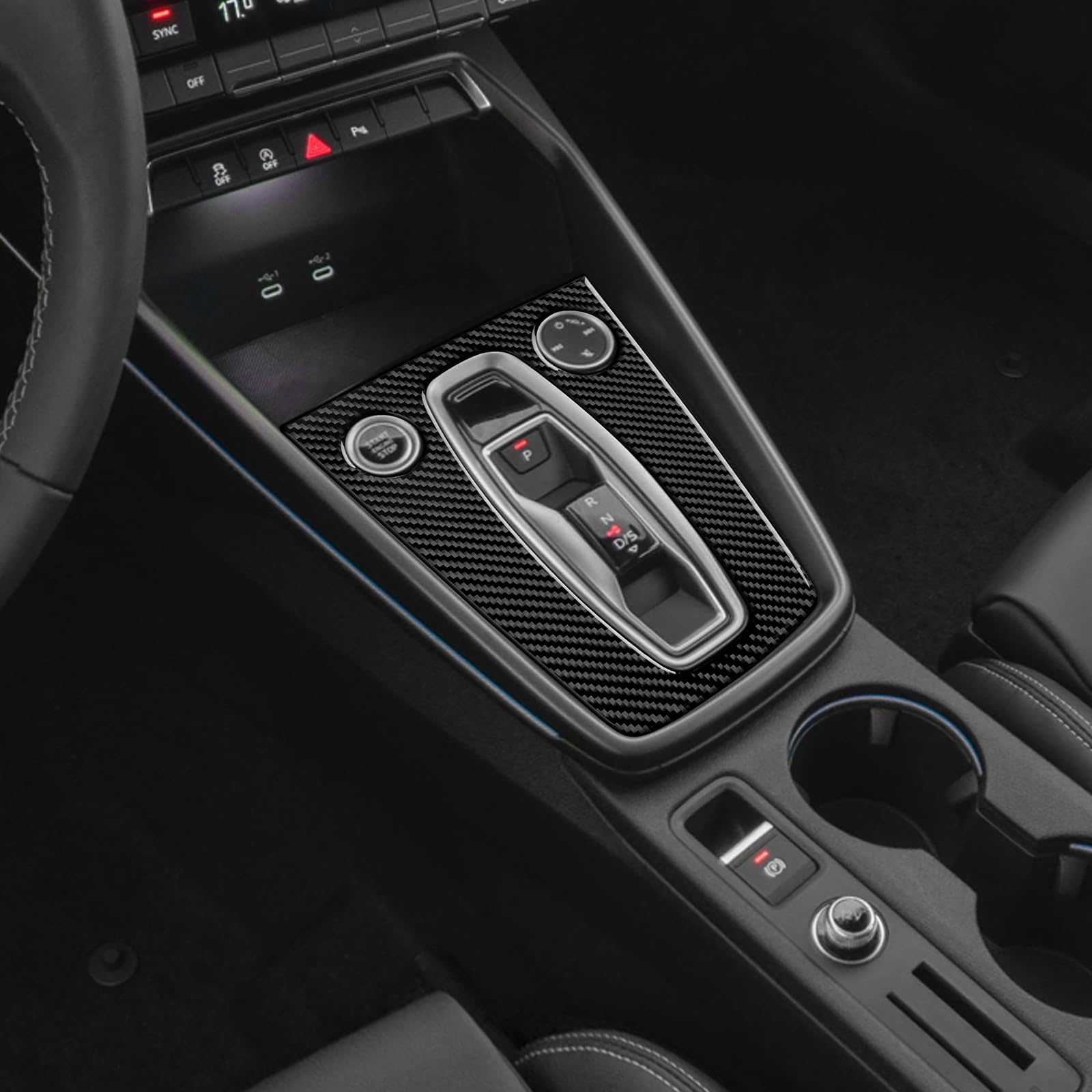 KUNGKIC Per Audi A3 S3 8Y 2025 2026 in fibra di carbonio auto centrale console cambio telaio esterno decorazione pannello adesivo accessori interni (cambio automatico, nero)