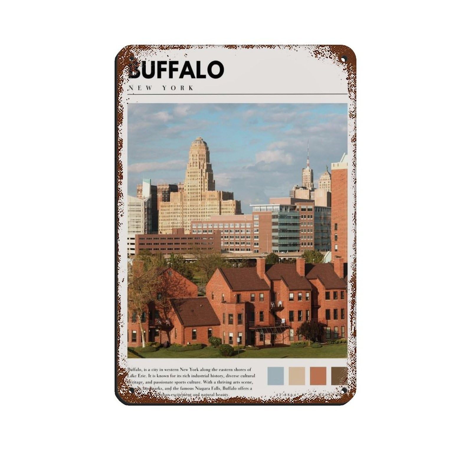 Buffalo New York Poster Buffalo NY Buffalo Art Tin Sign Vintage Metal Pub Club Cafe Bar Home Wall Art Decoration Poster Retro 8x12inch(20x30cm)