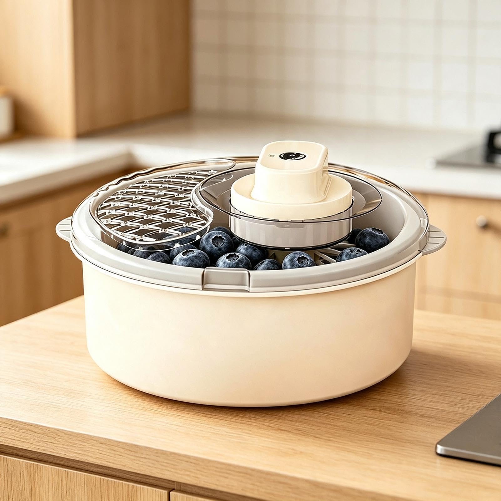 Limpiador de fruta, cuenco de cocina eléctrico para frutas y | Centrifugadora de ensalada para preparar alimentos en casa cocina restaurante apartamento bayas ensalada espinacas