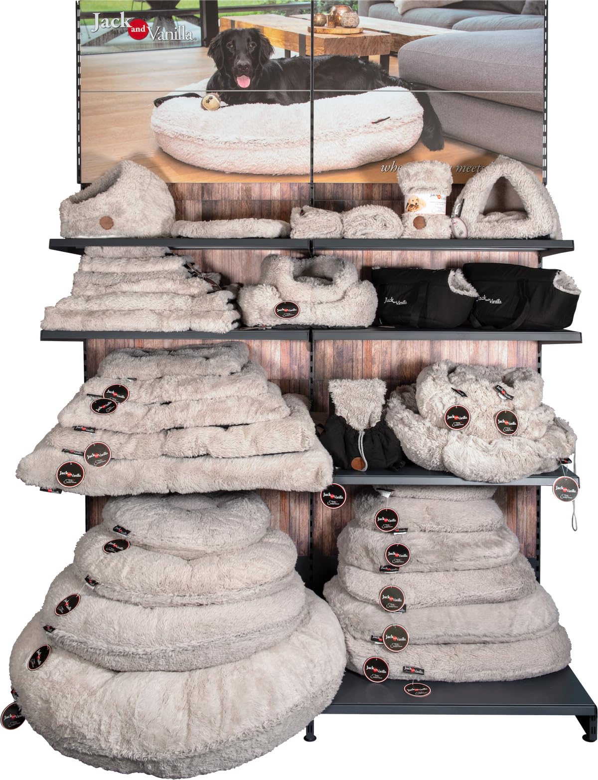 Jack and Vanilla, Coussin Ovale pour Chien, Modèle Shell, Couleur Gris Coquille, Taille M, 75 x 50 cm