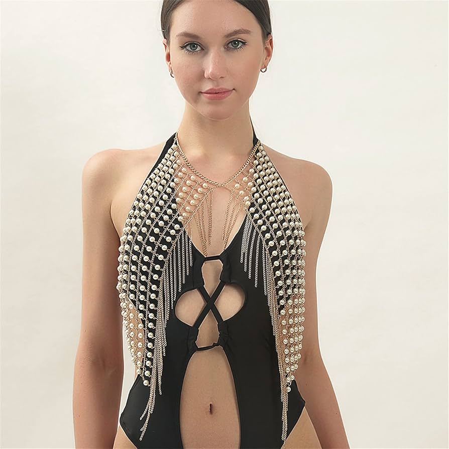 ボディチェーン Amazon.co.jp: ボディチェーンジュエリー パールネックレス インスタイル ボディチェーン パールタッセル チェストチェーン ボディチェーン : ファッション