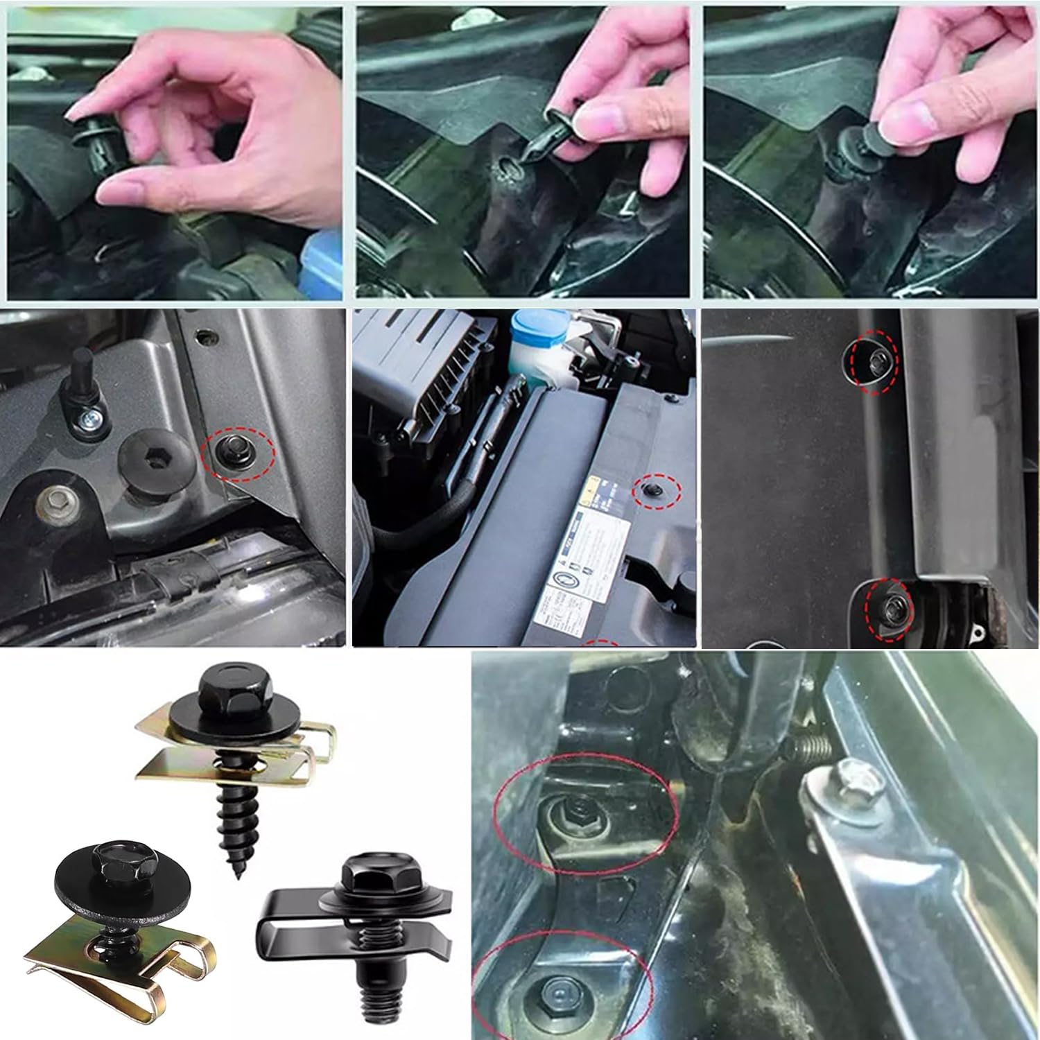 Realure 80 Pièces Vis & Clips Voiture Kit, Avec Verrouillage Rondelle Clips, U Clips Carrosserie & Vis De Soubassement, Clips De Fixation Voiture Kit Pour Réparer Les Pare Boues & Pièces Des