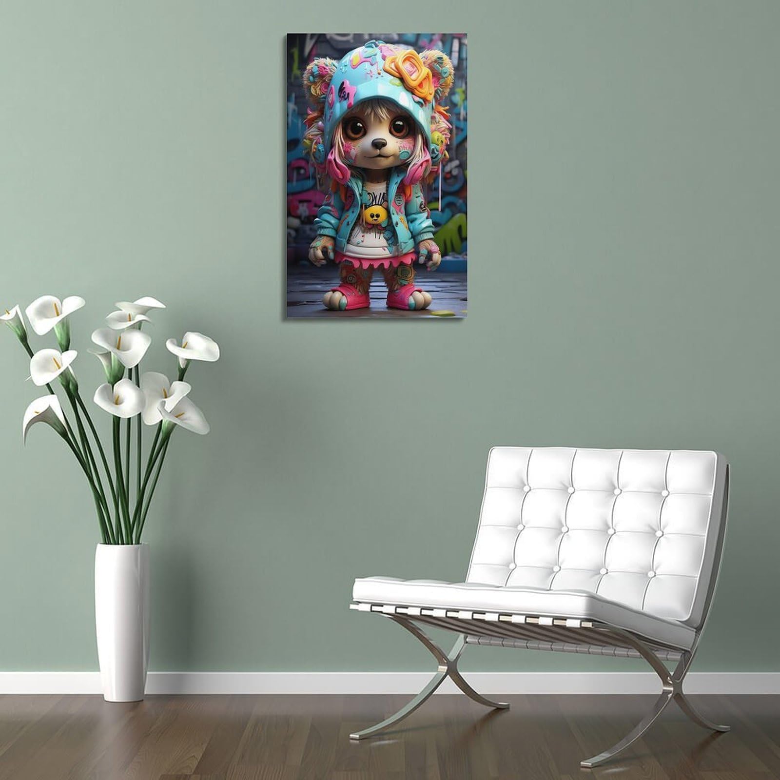 GJDYMX Poster su tela, motivo: animali, stile hip-hop e malvagi, poster decorativo da parete su tela, poster decorativo moderno, per camera da letto, 50 x 75 cm