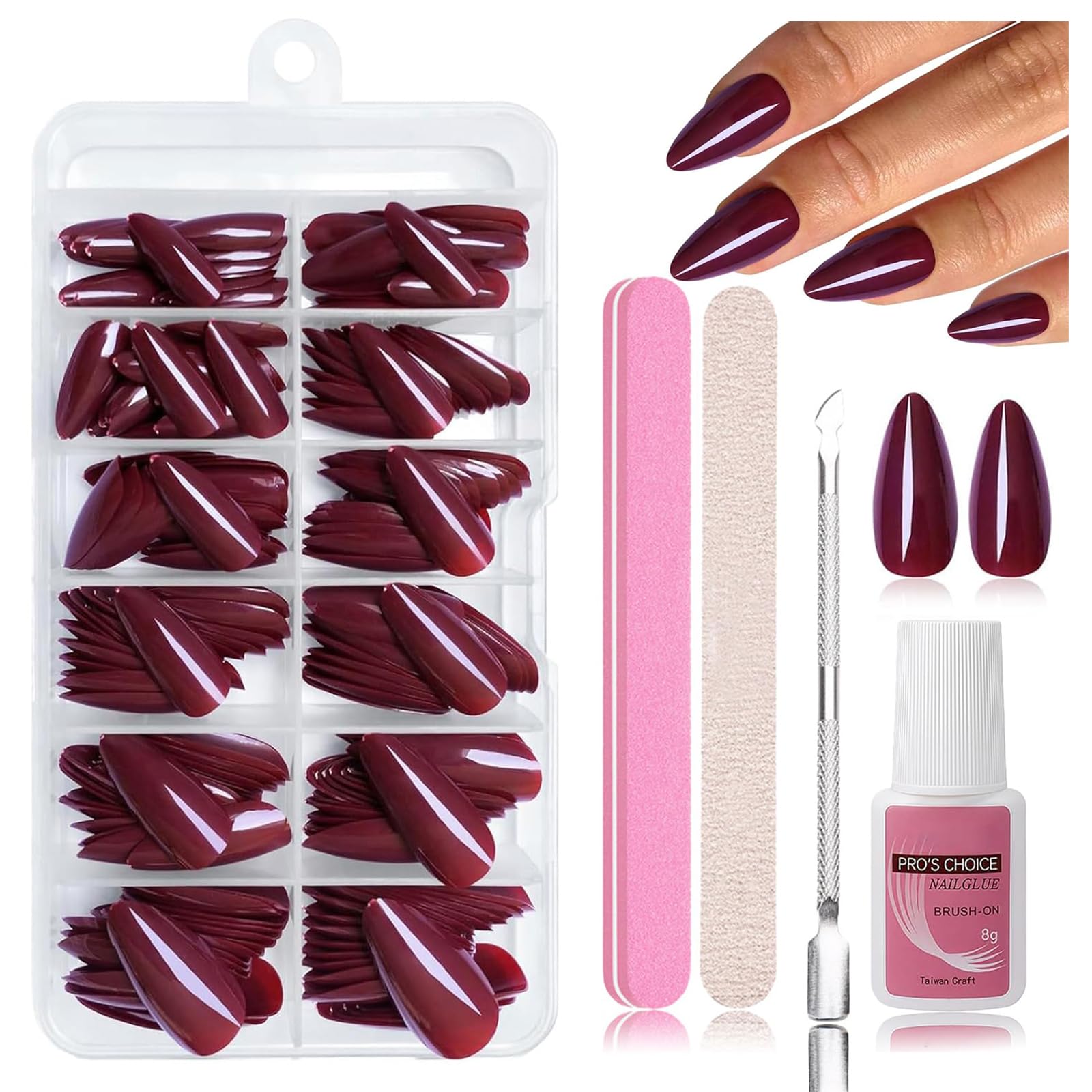 Nymora Press on Nails, 240 unidades de uñas postizas para pegar, puntas de gel suaves, material ABS, incluye pegamento para uñas de 8 ml, lima de uñas, empujador de cutículas, caja de almacenamiento — view 12