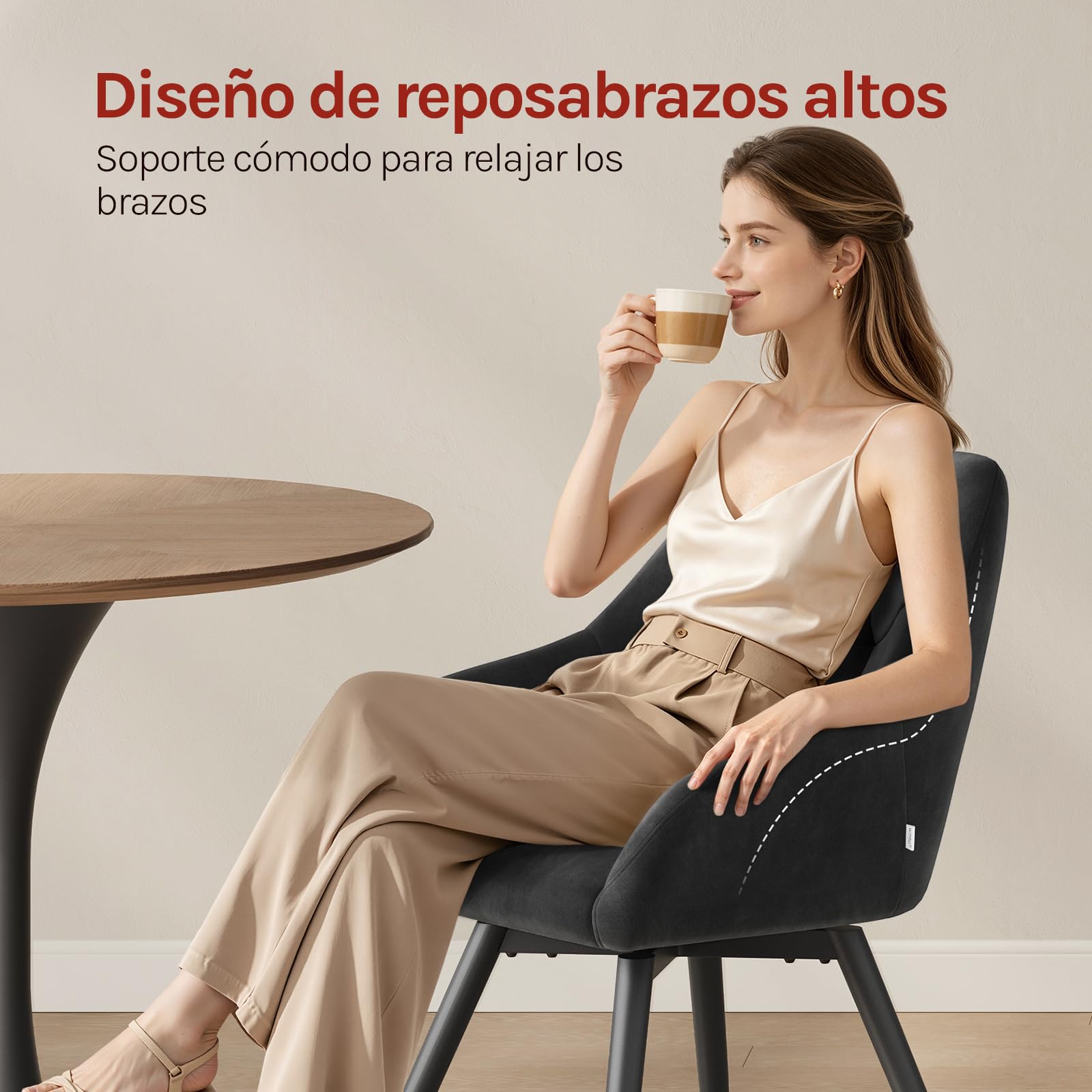WOLTU Juego de 4 Sillas de Comedor Giratorias con Respaldo,Negro