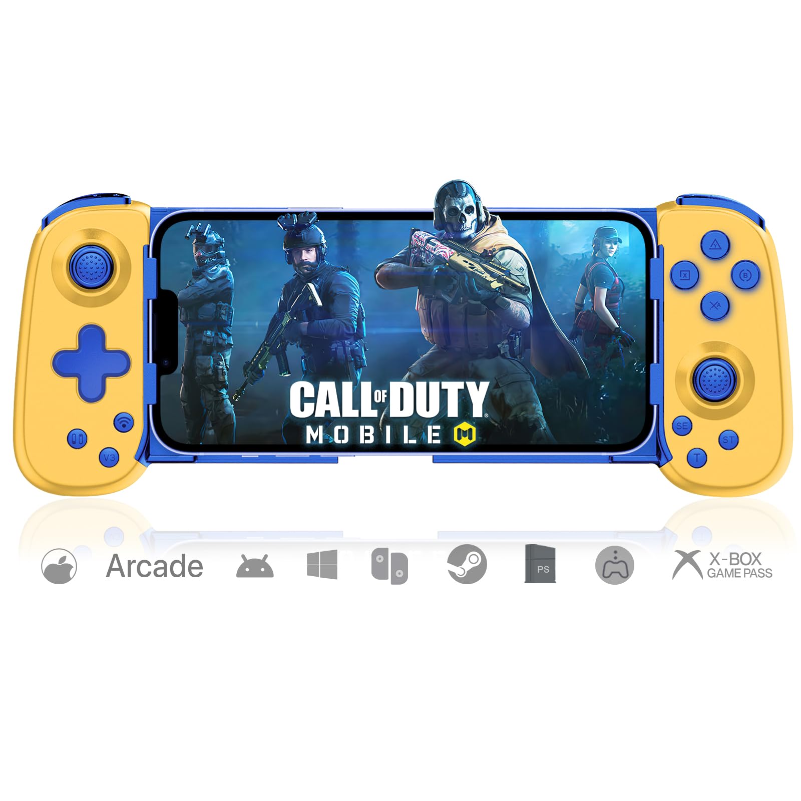 arVin Wireless Game Controller for iPhone 15/15 Plus/15 Pro/15 Pro Max/14/13/12/iPad/Android/Samsung Galaxy 22/21/20/Tablet/Switch/PS4/PC Gamepad with Hall Effect Joystick/Turbo/6-Axis Gyro/Vibration