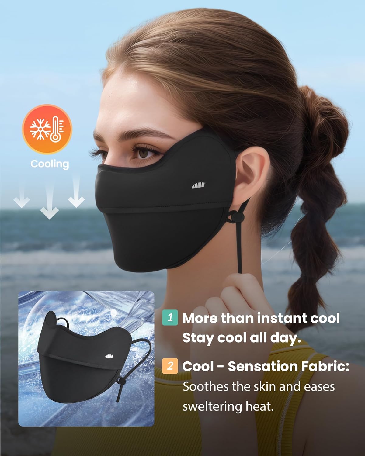 BENEUNDER UV Sun Protection Face Cover/Neck Gaiter Scarf UPF50+ Breathable Cooling for Summer Outdoor Activities Reusable - Image 4