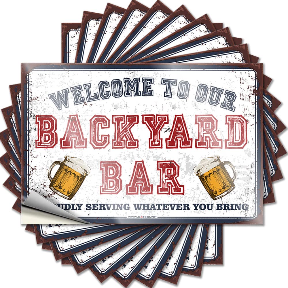 Fzfn Colour Sticker Large | Western Hat Welcome To Our Backyard Bar Proudly Serving Whateve You Bring For Outside(8X12cm)