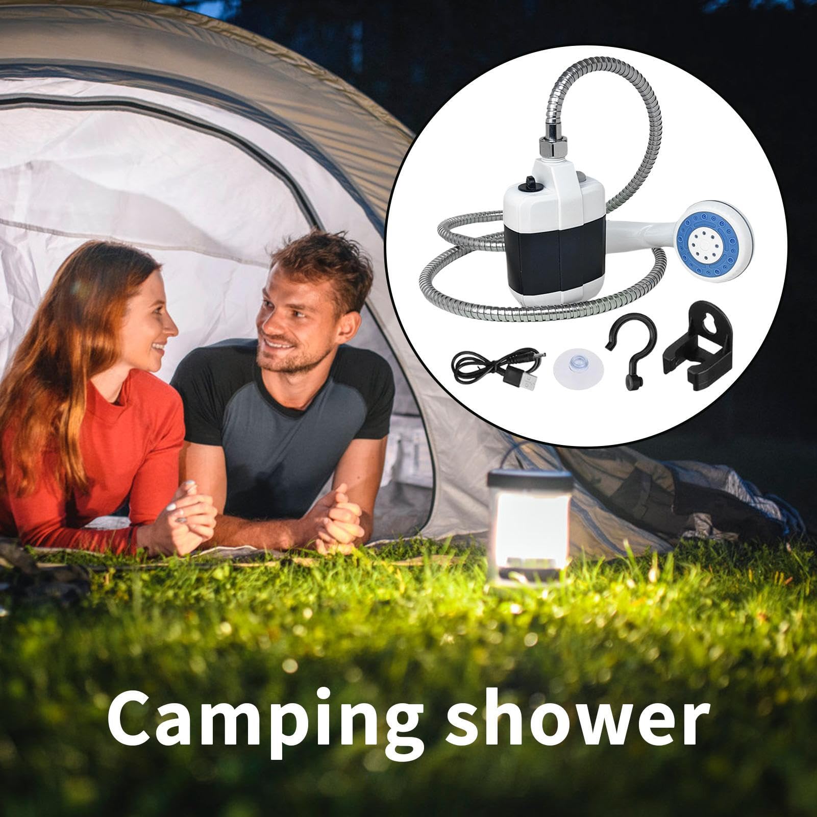Doccia Da Campeggio Elettrica, A Mano, Ricaricabile, Manico Antiscivolo | Doccia Elettrica Portatile Portatile Elettrico Per Campeggio Spiaggia Escursionismo Lavaggio Personale Pulizia Animali Via