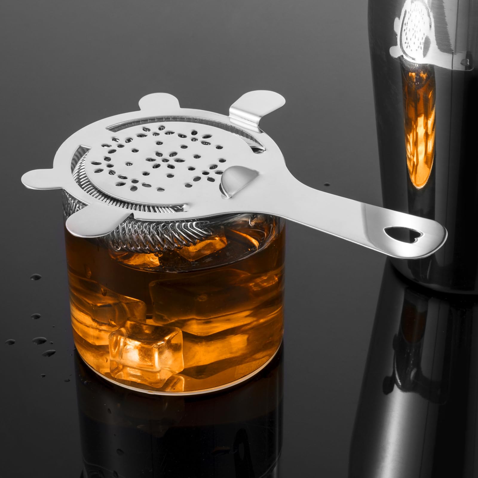 Hawthorne - Colador de cóctel - Filtro de bebida de acero inoxidable para camareros | Colador de hielo para coctelera, vidrio mezclador, accesorios de bar en casa, herramienta de mezcla, apto para 8