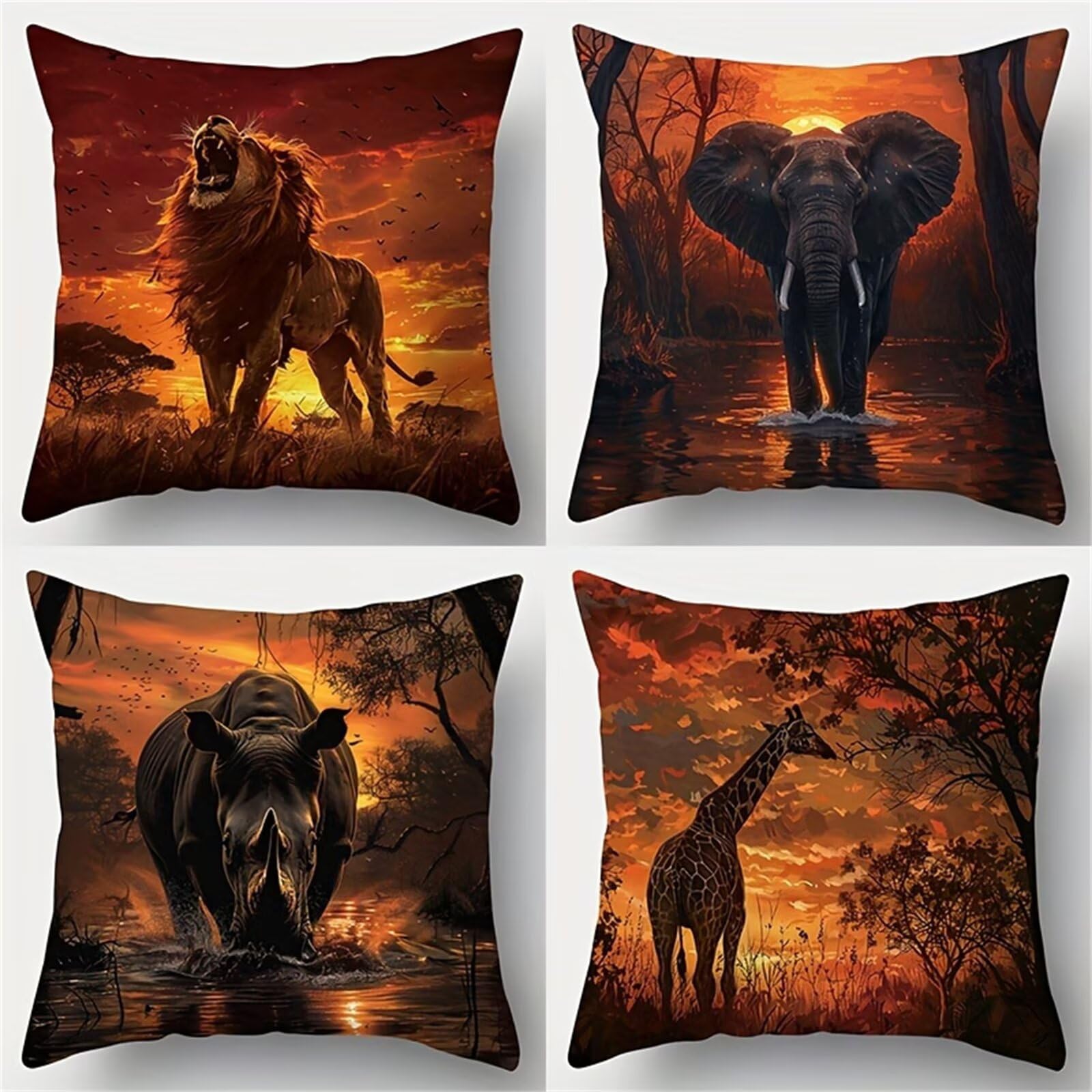 Housses de coussin 30x30 animaux coucher de soleil pour embellir votre canapé de salon