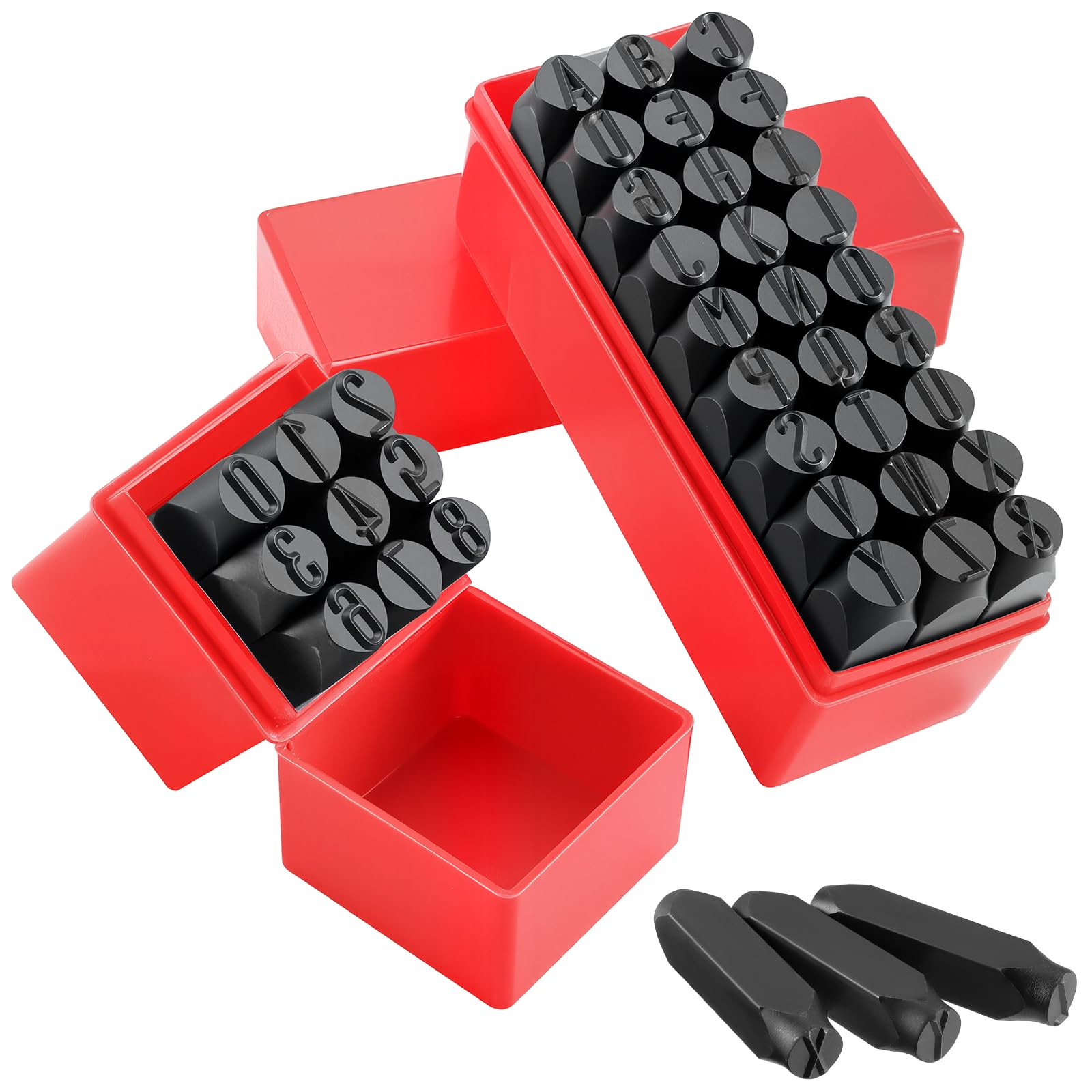 Gueenky 36 Pcs Number and Letter Punch Set, 12.5mm Metal Stamping Kit Set, A-Z, 0-9, &, Letter Number and Symbols Stamp Punch Stamps for Metal Wood Plastic Leather
