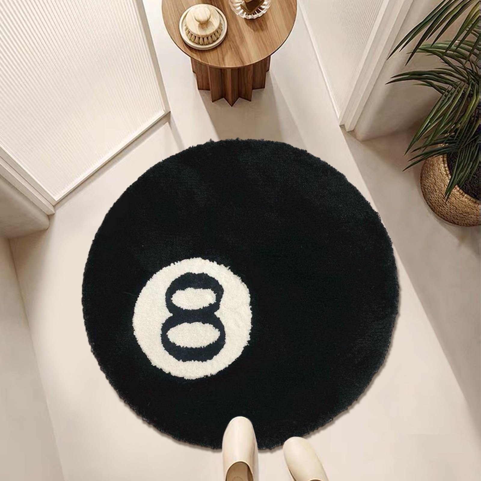 8-Ball Tapijt voor Slaapkamer Biljart Zwart Tapijt Antislip Vlokken