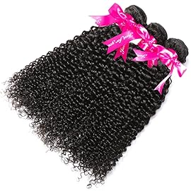 Hermosa Brazilian Curly Hair 3 Bundles Double Weft Curly Weave Human Hair Bundles 10A Unprocessed Brazilian Virgin Hair Black Color 14 16 18inch
