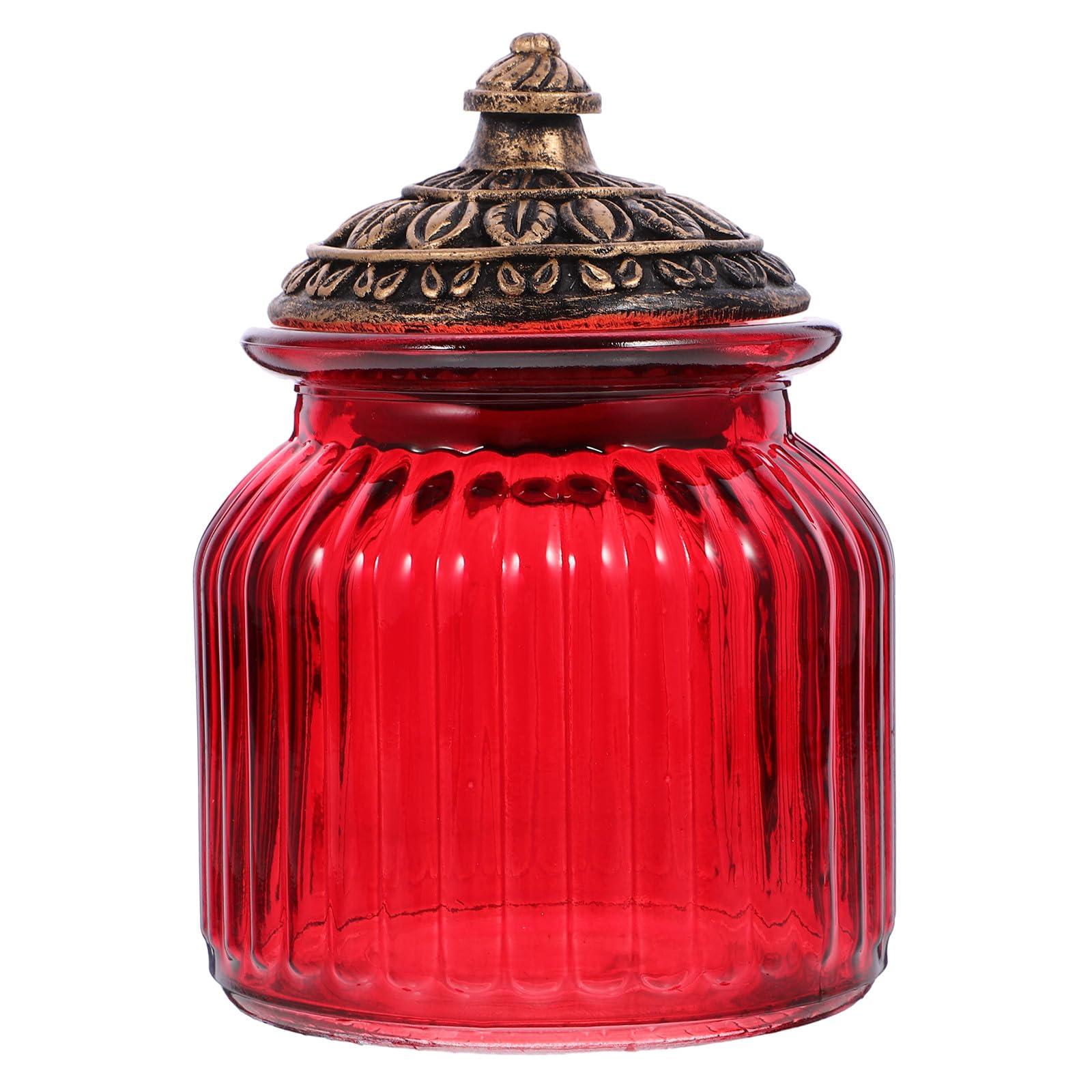 Garneck Recipiente de Almacenamiento de Vidrio Tapa de Resina Roja Sellado Hermético 11 CM de Diámetro X 145 CM de Alto Contenedor Multifuncional para Cocina y Hogar Adecuado para Té
