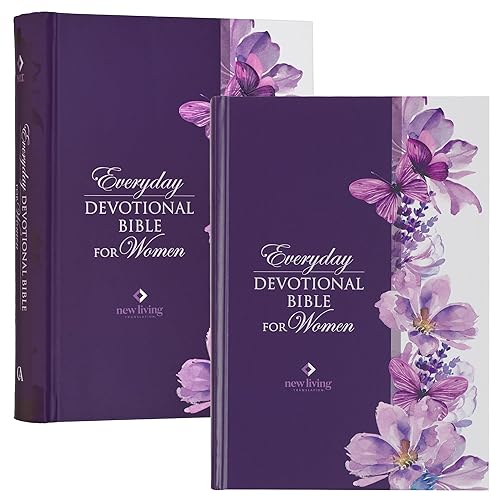 NLT Holy Bible Everyday Devotional Bible for Women New Living Translation, Purple Floral Printed, Flexible Daily Bible Reading Plan Options (NLT Womens Devo Editions)