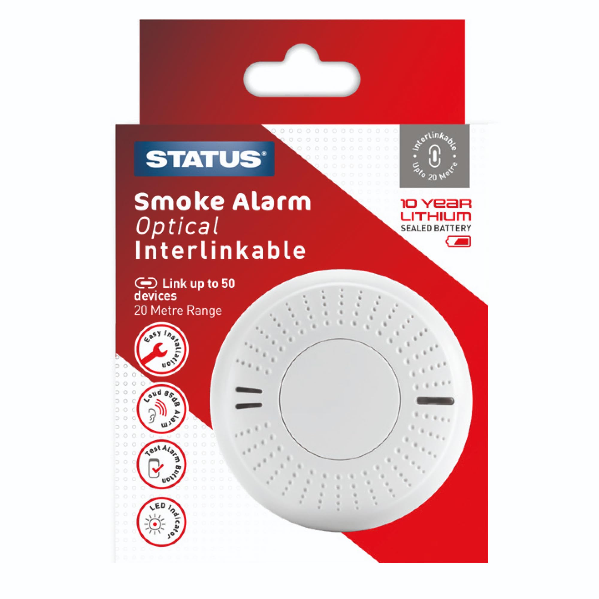 STATUS Interlinkable Smoke Alarm/Smoke Detector including Batteries / SIPESA1PKB4